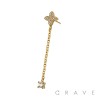 316L SURGICAL STEEL THREADLESS PUSH IN STAR CLOVER CZ TOP PART